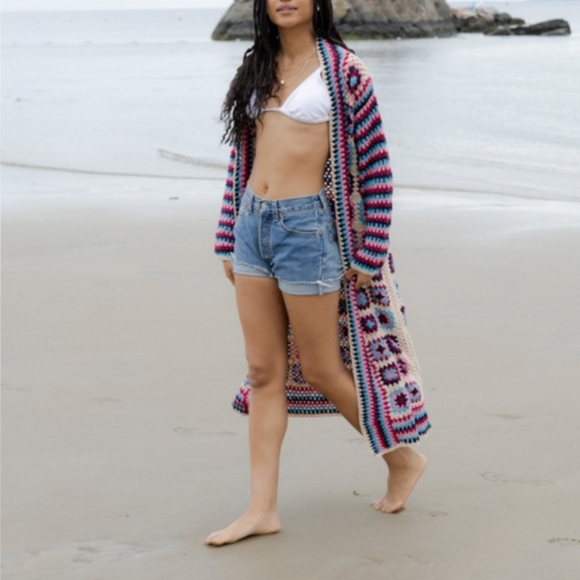 Granny Square Crochet Multi coloured Kimono  ( Sold ) - Picture 5 of 10